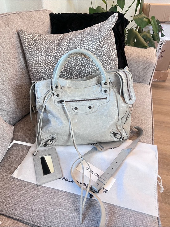 Balenciaga Handbags - Balenciaga Vintage Le City Velo Light Grey Leather Satchel Shoulder Bag